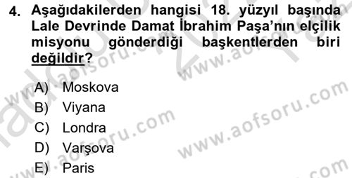 Diplomasi Tarihi Dersi 2022 - 2023 Yılı Yaz Okulu Sınavı 4. Soru