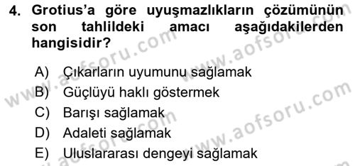 Diplomasi Tarihi Dersi 2023 - 2024 Yılı (Vize) Ara Sınav Soruları 4. Soru