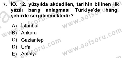 Diplomasi Tarihi Dersi Ara Sınavı Deneme Sınav Soruları 7. Soru