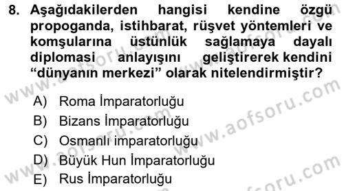 Diplomasi Tarihi Dersi Ara Sınavı Deneme Sınav Soruları 8. Soru