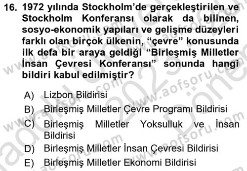 Diplomasi Tarihi Dersi 2023 - 2024 Yılı (Final) Dönem Sonu Sınav Soruları 16. Soru