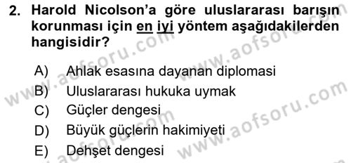 Diplomasi Tarihi Dersi 2023 - 2024 Yılı Yaz Okulu Sınav Soruları 2. Soru