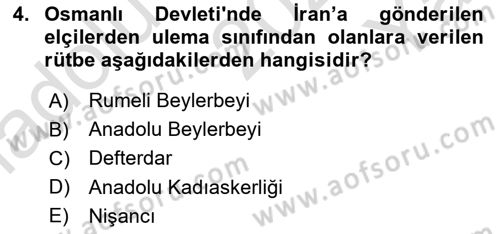 Diplomasi Tarihi Dersi 2023 - 2024 Yılı Yaz Okulu Sınav Soruları 4. Soru