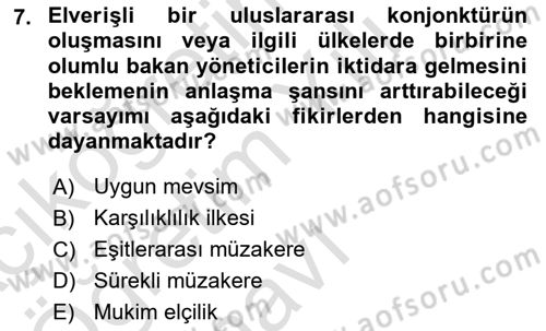 Diplomasi Tarihi Dersi 2023 - 2024 Yılı Yaz Okulu Sınav Soruları 7. Soru