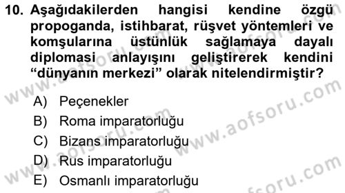 Diplomasi Tarihi Dersi 2024 - 2025 Yılı (Vize) Ara Sınav Soruları 10. Soru