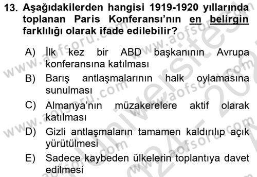 Diplomasi Tarihi Dersi Ara Sınavı Deneme Sınav Soruları 13. Soru