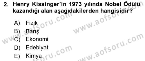 Diplomasi Tarihi Dersi Ara Sınavı Deneme Sınav Soruları 2. Soru