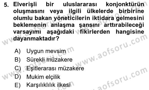 Diplomasi Tarihi Dersi Ara Sınavı Deneme Sınav Soruları 5. Soru
