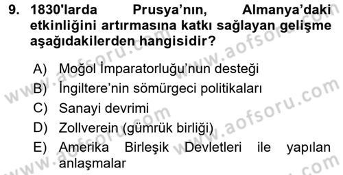 Diplomasi Tarihi Dersi 2024 - 2025 Yılı (Vize) Ara Sınav Soruları 9. Soru