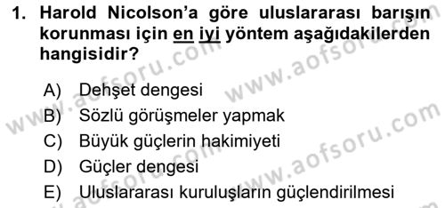 Diplomasi Tarihi Dersi 2024 - 2025 Yılı (Final) Dönem Sonu Sınav Soruları 1. Soru