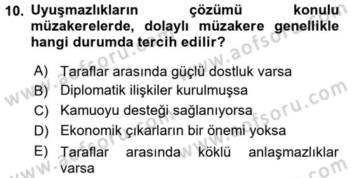 Diplomasi Tarihi Dersi 2024 - 2025 Yılı (Final) Dönem Sonu Sınav Soruları 10. Soru