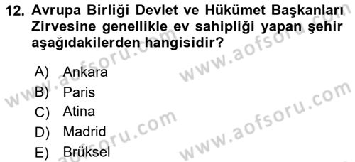 Diplomasi Tarihi Dersi 2024 - 2025 Yılı (Final) Dönem Sonu Sınav Soruları 12. Soru