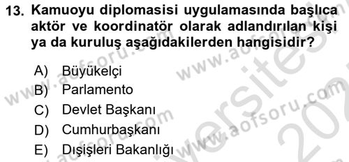 Diplomasi Tarihi Dersi 2024 - 2025 Yılı (Final) Dönem Sonu Sınav Soruları 13. Soru
