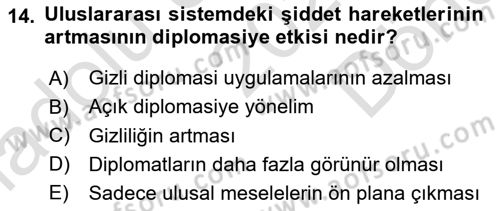 Diplomasi Tarihi Dersi 2024 - 2025 Yılı (Final) Dönem Sonu Sınav Soruları 14. Soru