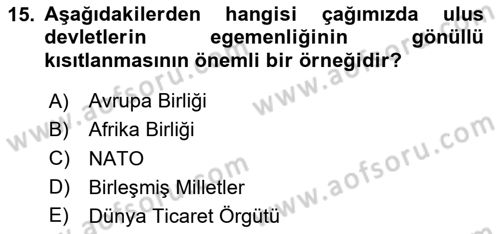 Diplomasi Tarihi Dersi 2024 - 2025 Yılı (Final) Dönem Sonu Sınav Soruları 15. Soru