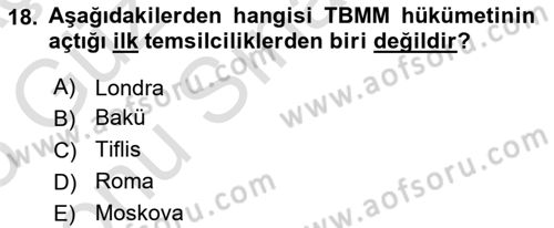 Diplomasi Tarihi Dersi 2024 - 2025 Yılı (Final) Dönem Sonu Sınav Soruları 18. Soru
