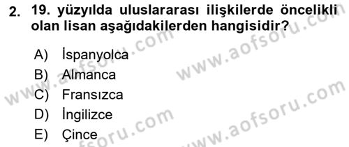 Diplomasi Tarihi Dersi 2024 - 2025 Yılı (Final) Dönem Sonu Sınav Soruları 2. Soru