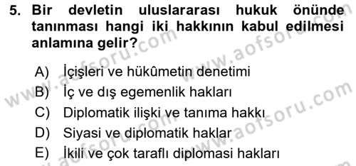 Diplomasi Tarihi Dersi 2024 - 2025 Yılı (Final) Dönem Sonu Sınav Soruları 5. Soru