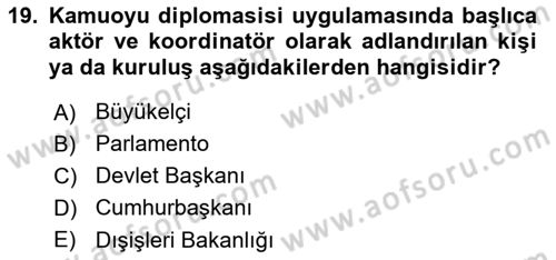 Diplomasi Tarihi Dersi 2024 - 2025 Yılı Yaz Okulu Sınav Soruları 19. Soru