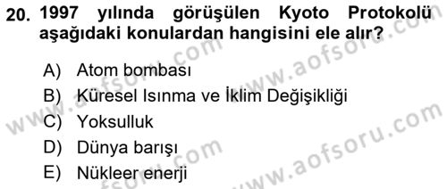 Diplomasi Tarihi Dersi 2024 - 2025 Yılı Yaz Okulu Sınav Soruları 20. Soru