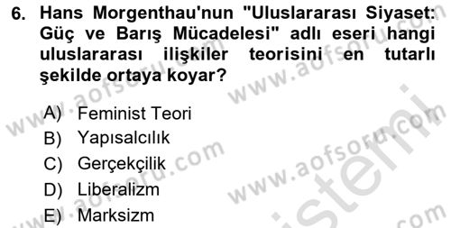 Diplomasi Tarihi Dersi 2024 - 2025 Yılı Yaz Okulu Sınav Soruları 6. Soru