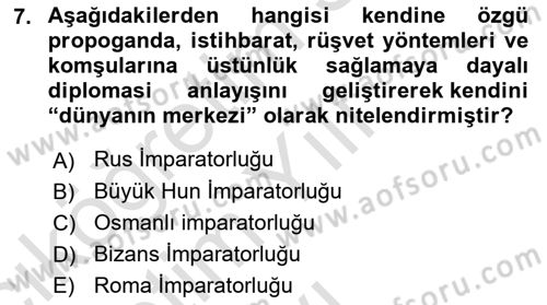 Diplomasi Tarihi Dersi 2024 - 2025 Yılı Yaz Okulu Sınav Soruları 7. Soru