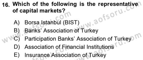 Turkish Economy Dersi 2020 - 2021 Yılı Yaz Okulu Sınav Soruları 16. Soru