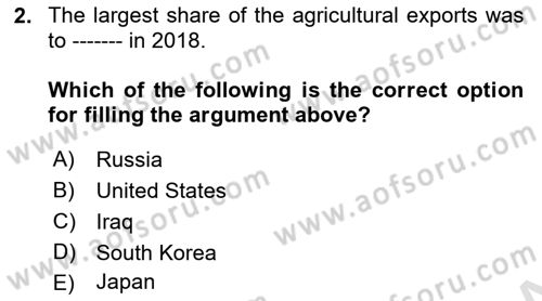 Turkish Economy Dersi 2020 - 2021 Yılı Yaz Okulu Sınav Soruları 2. Soru