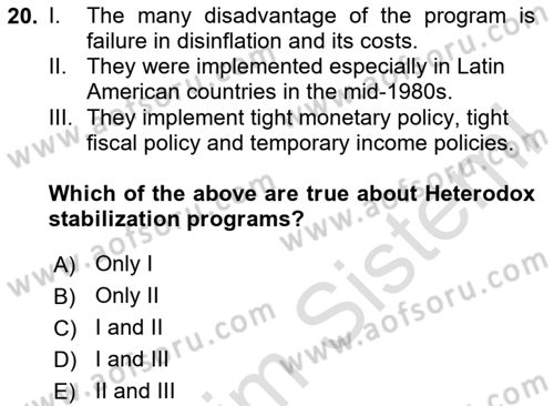 Turkish Economy Dersi 2020 - 2021 Yılı Yaz Okulu Sınav Soruları 20. Soru