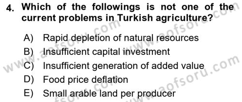 Turkish Economy Dersi 2020 - 2021 Yılı Yaz Okulu Sınav Soruları 4. Soru