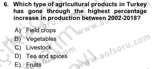 Turkish Economy Dersi 2020 - 2021 Yılı Yaz Okulu Sınav Soruları 6. Soru