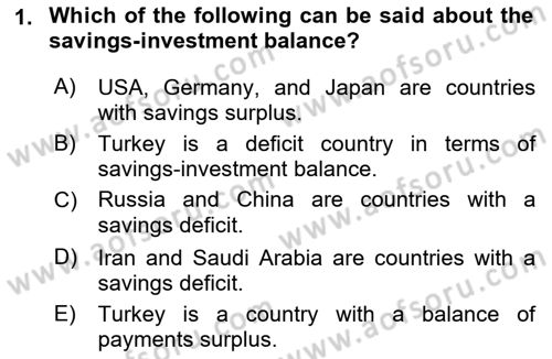Turkish Economy Dersi 2021 - 2022 Yılı (Vize) Ara Sınav Soruları 1. Soru