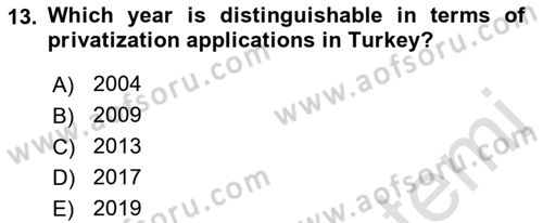 Turkish Economy Dersi 2021 - 2022 Yılı (Vize) Ara Sınav Soruları 13. Soru
