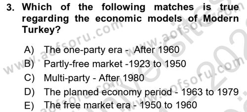 Turkish Economy Dersi 2021 - 2022 Yılı (Vize) Ara Sınav Soruları 3. Soru