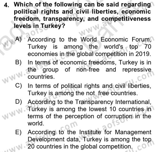 Turkish Economy Dersi 2021 - 2022 Yılı (Vize) Ara Sınav Soruları 4. Soru