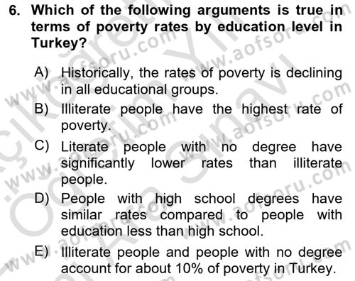 Turkish Economy Dersi 2021 - 2022 Yılı (Vize) Ara Sınav Soruları 6. Soru