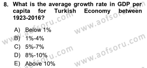 Turkish Economy Dersi 2021 - 2022 Yılı (Vize) Ara Sınav Soruları 8. Soru