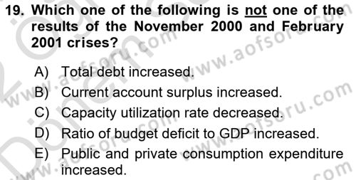 Turkish Economy Dersi 2021 - 2022 Yılı (Final) Dönem Sonu Sınav Soruları 19. Soru