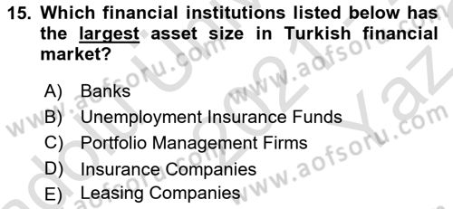 Turkish Economy Dersi 2021 - 2022 Yılı Yaz Okulu Sınav Soruları 15. Soru