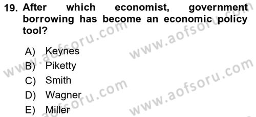 Turkish Economy Dersi 2022 - 2023 Yılı Yaz Okulu Sınav Soruları 19. Soru