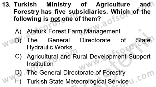 Turkish Economy Dersi 2023 - 2024 Yılı (Vize) Ara Sınav Soruları 13. Soru