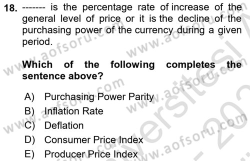 Turkish Economy Dersi 2023 - 2024 Yılı (Vize) Ara Sınav Soruları 18. Soru