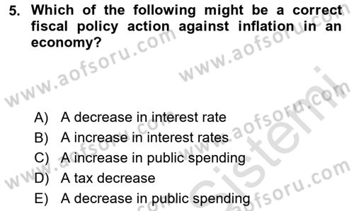 Turkish Economy Dersi 2023 - 2024 Yılı (Vize) Ara Sınav Soruları 5. Soru