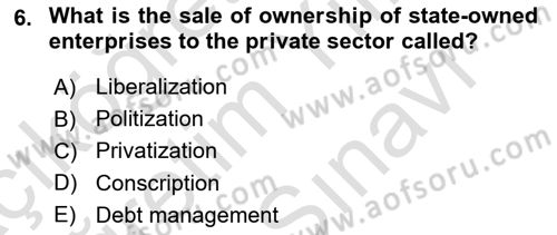 Turkish Economy Dersi 2023 - 2024 Yılı (Vize) Ara Sınav Soruları 6. Soru