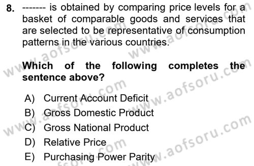 Turkish Economy Dersi 2023 - 2024 Yılı (Vize) Ara Sınav Soruları 8. Soru