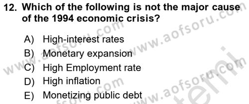 Turkish Economy Dersi 2023 - 2024 Yılı (Final) Dönem Sonu Sınav Soruları 12. Soru