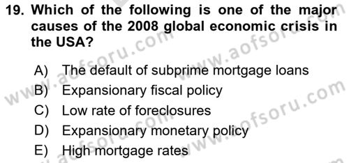 Turkish Economy Dersi 2023 - 2024 Yılı (Final) Dönem Sonu Sınav Soruları 19. Soru