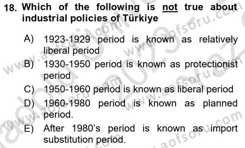 Turkish Economy Dersi 2023 - 2024 Yılı Yaz Okulu Sınav Soruları 18. Soru