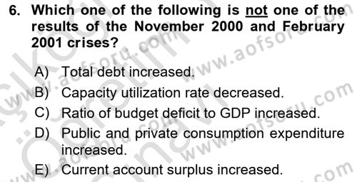 Turkish Economy Dersi 2023 - 2024 Yılı Yaz Okulu Sınav Soruları 6. Soru