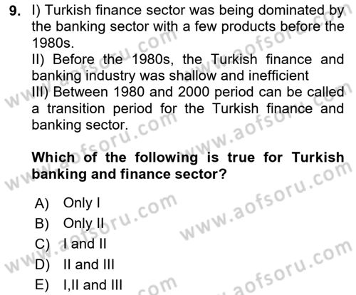 Turkish Economy Dersi 2023 - 2024 Yılı Yaz Okulu Sınav Soruları 9. Soru